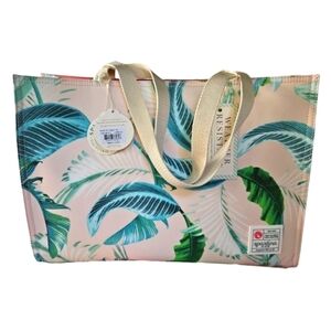 Spartina 449 Cabana Leaf Light Pink Coated Canvas Market Tote NEW